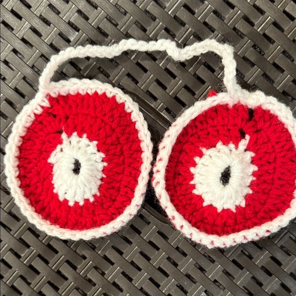 Handmade Red and White Crochet Coasters